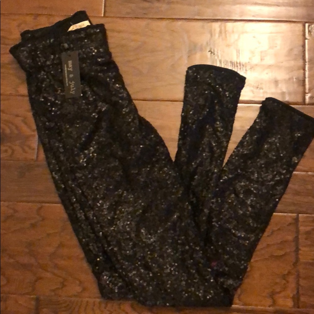 NWT Black May & July sequin leggings